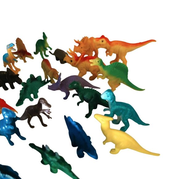 Miniature Dinosaur Figure Toys Lot Of 34 Plastic Rubber Figurine Multiple Colors - Picture 4 of 4
